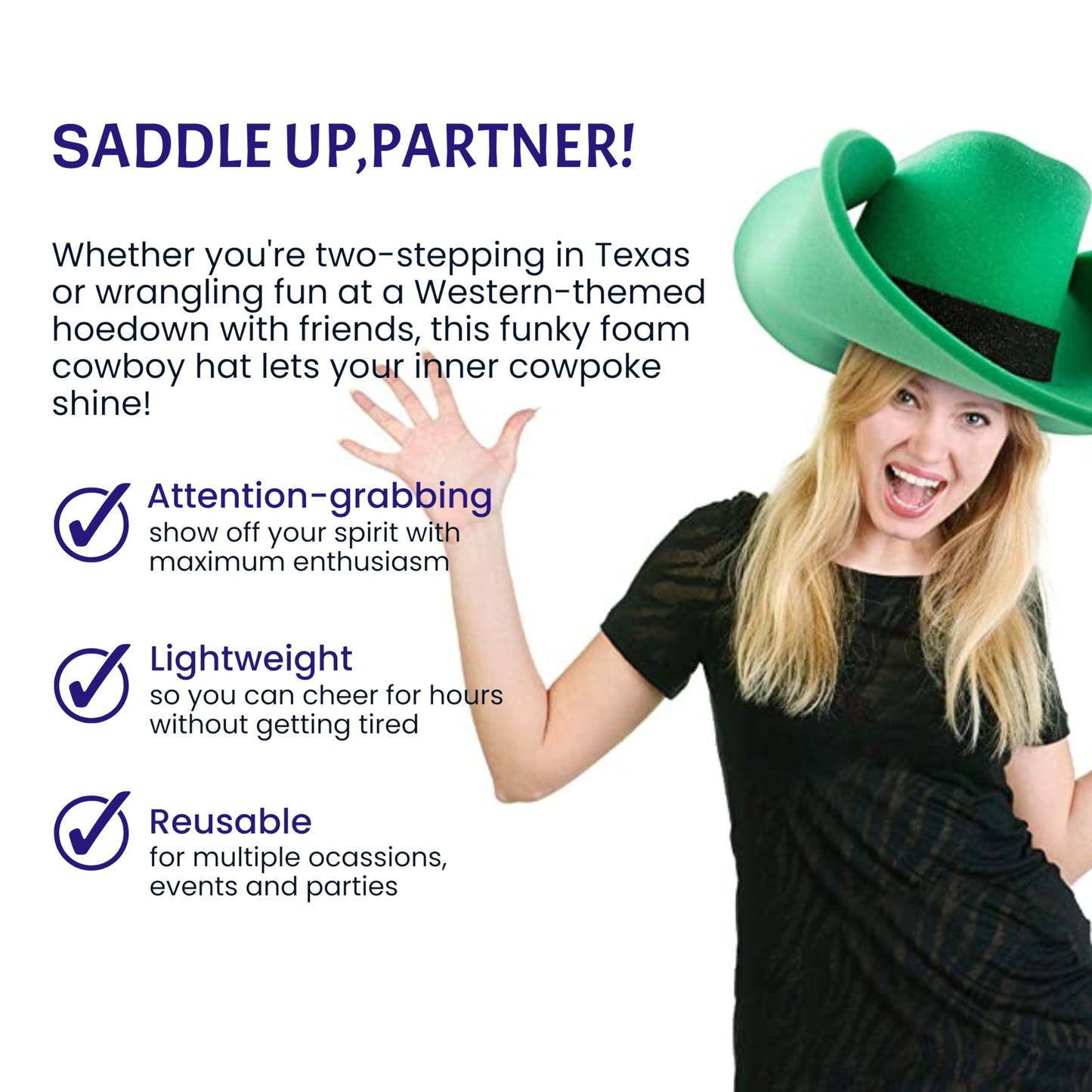 FUNSTITUTION Cowboy Hat - Giant Foam Hat - Oversized Cowboy Hat - Red - For Adults and Kids - Hilarious Hat - Large - Polyurethane Foam - All Ages