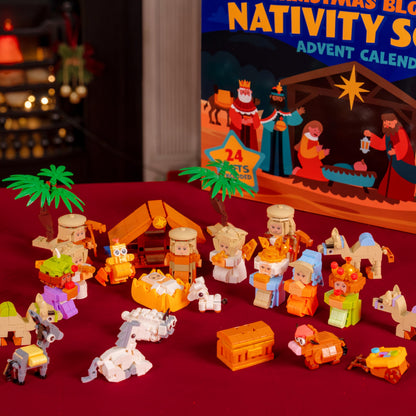 JOYIN 2025 Nativity Advent Calendar Building Blocks, 24 Days Christmas Themed Building Blocks, Xmas Party Favor Supplies for Boys Girls, Kids Xmas Fun Gifts, Countdown Calendar (3+)
