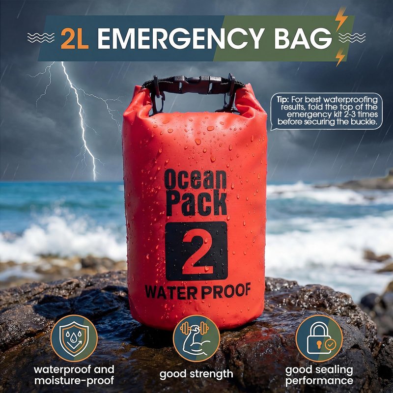 JolliLudo Boat Safety Kit Boat Essentials Kit Include 2L Waterproof Dry Bag LED Flashlight Survival Whistle Float and Line Emergency Set for Kayaks Canoe Sailboat Paddle Board
