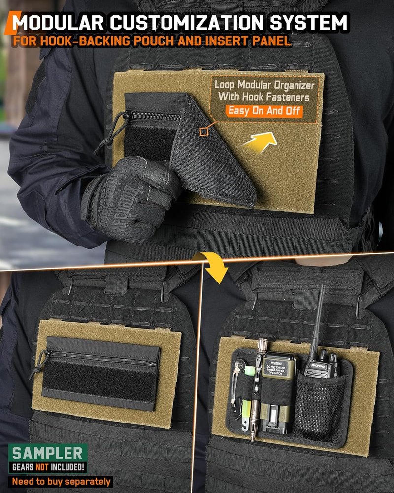 Molle Hook & Loop Panel - Tactical Mounting Placard for Pouch | 10.2" x 5.9" Attachment for Morale Patches & Backpack Accessories