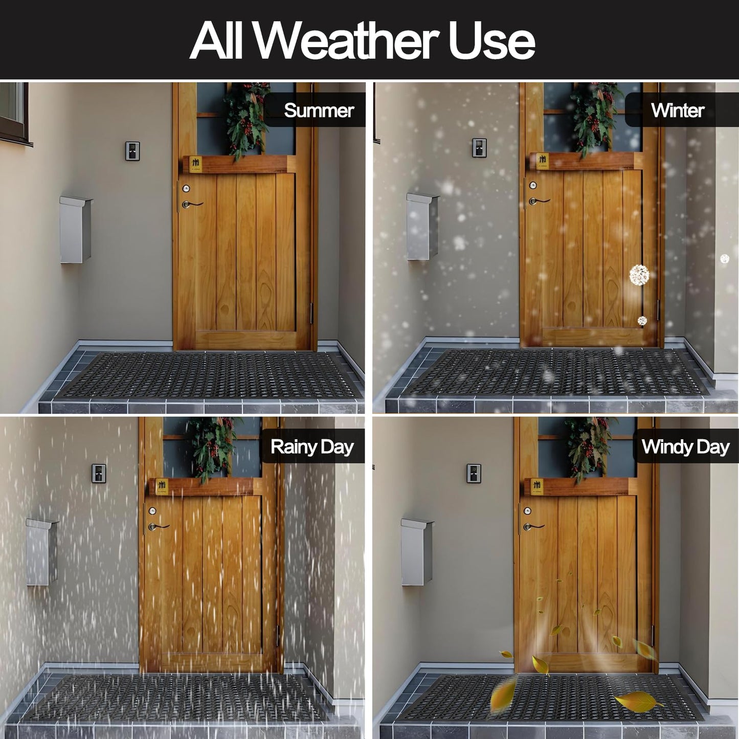 Nexboraque Anti Fatigue Rubber Floor Mats, 24 x 36 Inch Non-Slip Restaurant Mat Door Mat Drainage Mat for Indoor Outdoor Wet Area, Pool Entry, Garden - Black