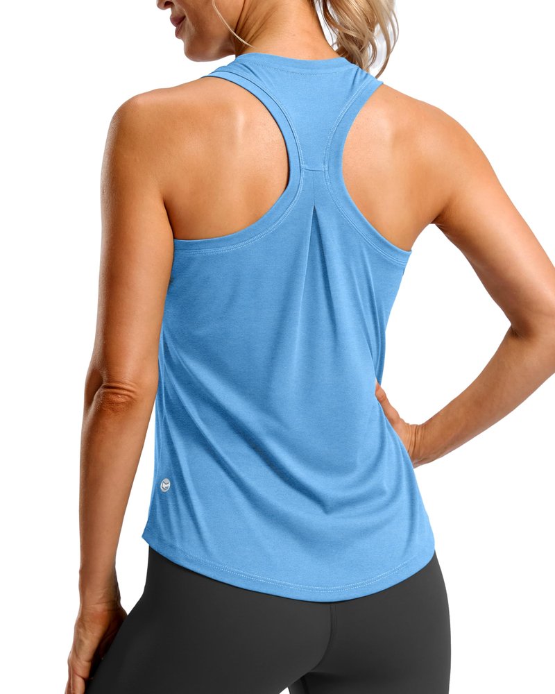 G Gradual Women's Workout Tank Tops Racerback Athletic Yoga Tops Loose Fit Sleeveless Running Gym Sports Shirts for Women(Sky Blue Heather,XL)