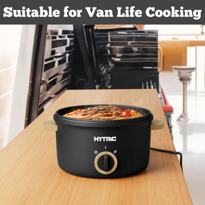 Hytric Hot Pot Electric, 2.5L Portable Electric Pot with Non-Stick Coating, Multi-functional Cooker for Stir Fry, Steak, Noodles, Soup, Portable Ramen Cooker for Dorm and Office, Black