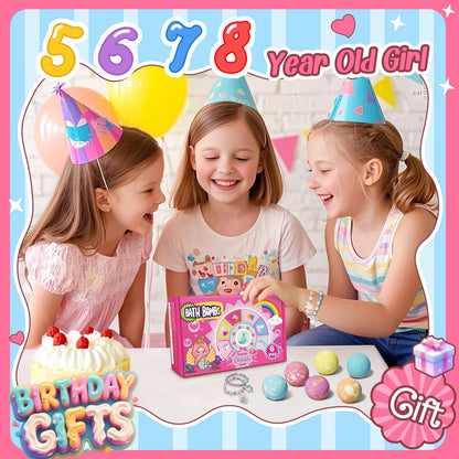 Unicorn Bath Bombs for Kids Girls with Bracelet Inside, sanyi Bubble Bath Toys Birthday Gifts for 4 5 6 7 8 Year Old Girl Daughter Granddaughter Niece