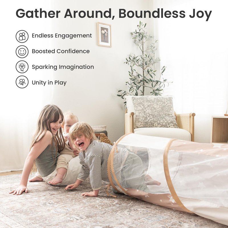 Tiny Land Tunnel Toys for Toddlers, 69" x 18" Baby Tunnel Crawl Indoor, Play Tunnel for Kids to Crawl Through, Pop Up Dog Tunnel, Baby Outdoor Toys