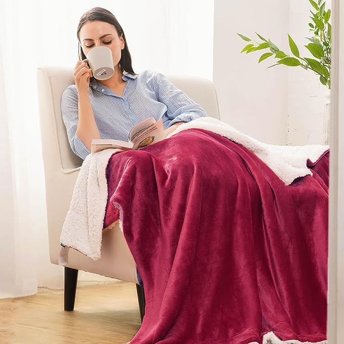 Bedsure GentleSoft Sherpa Fleece Blankets King Size for Bed - Thick and Warm Throw for Women, Soft Fuzzy Plush King Christmas Blanket for Winter, Red, 108x90 Inches