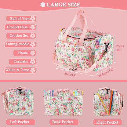 Coopay Knitting Bags and Knitting Organizers Large, Knitting Bag Extra Large Craft Bags With Compartments, Yarn Storage Organiser UK, Women Travel Crochet Bags for Wool and Hooks, Knitter's Gift