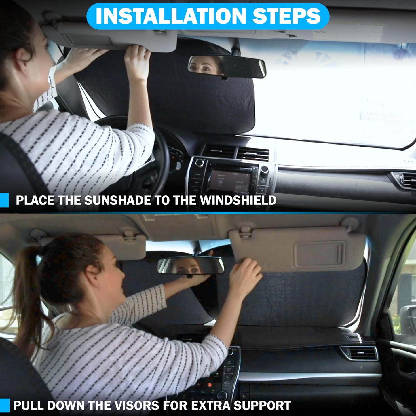 Autovir Car Windshield Sun Shade Foldable | Front Windshield Shade for Sun, Heat and UV Rays | Sunshade for Car Front Window and Interior Sun Protection | Medium (28 x 31 inches)