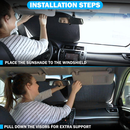 Autovir Car Windshield Sun Shade Foldable | Front Windshield Shade for Sun, Heat and UV Rays | Sunshade for Car Front Window and Interior Sun Protection | Medium (28 x 31 inches)