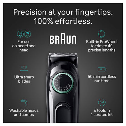 Braun All-In-One Style Kit Series 3 3430, 3-in-1 Trimmer for Men with Beard Trimmer, Ear & Nose Trimmer, Hair Clippers, Ultra-Sharp Blade, 20 Length Settings, Washable