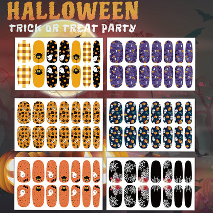 TailaiMei 12 Sheets Halloween Nail Wraps Stickers Nail Polish Strips Self-Adhesive Full Wraps with 2 pcs Nail Files for DIY Nail Art Decals (Pumpkin Style)
