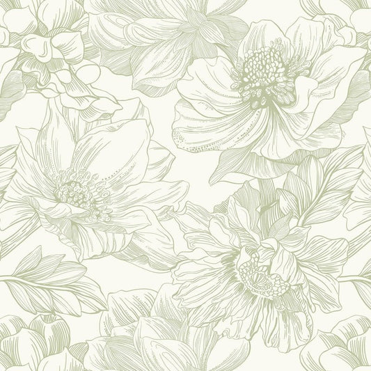 Ismoon Vintage Floral Wallpaper Peel and Stick Beige and Green Contact Paper 17.3inx6.5ft Removable Self Adhesive Wall Paper for Bathroom Bedroom Cabinet Mural Wall Decor Vinyl Renter Friendly
