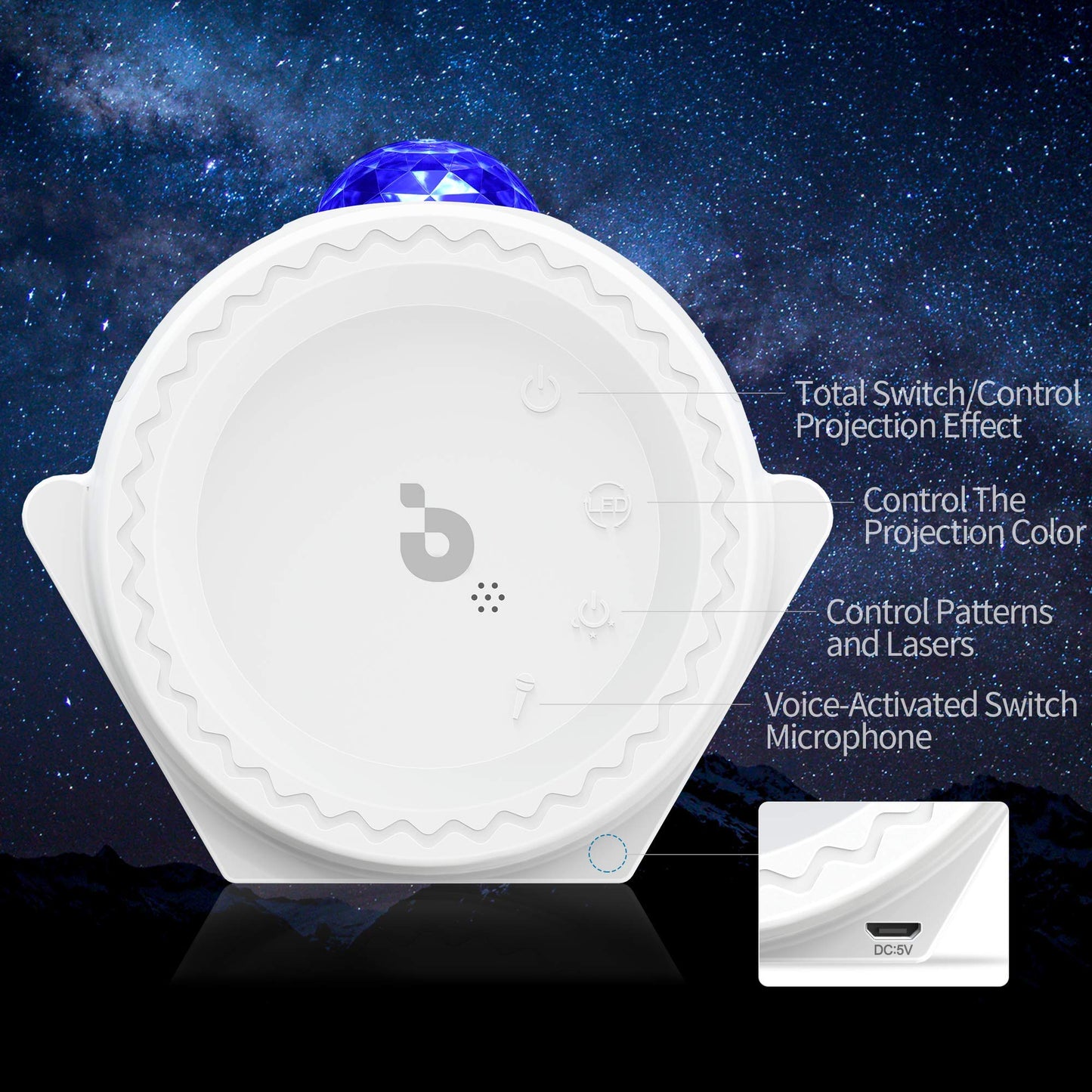 Galaxy Projector Night Light: 3 in 1 Star Lights Projector with Nebula Ocean Moon, Kids Adults 3D Starlight Sensory Lights with Voice/Timer Control,Compatible Alexa Google Assistant,for Bedroom Gifts