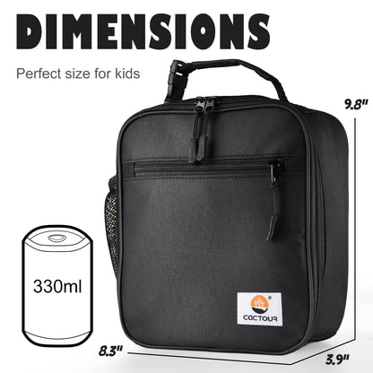 CaCTOUR Lunch Box for Men Women Adult,Premium Insulated Lunch Bag,Portable Small LunchBox for School Work Picnic (Black)