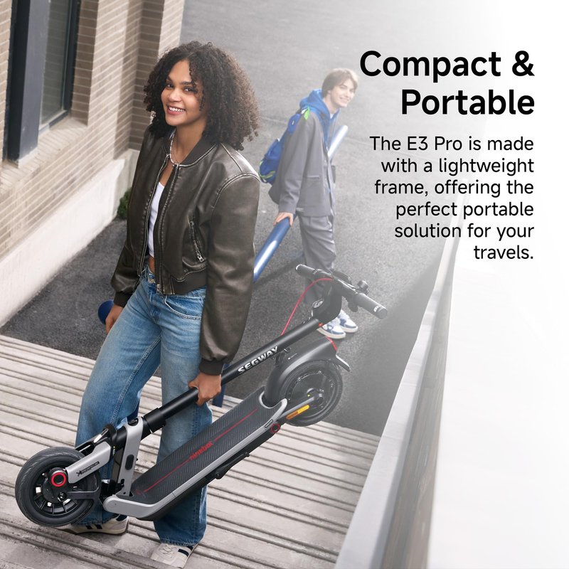 Segway Ninebot E3 Pro Electric Scooter, 34-Mile Range, 20 mph, 800W Motor, Dual Elastomer Suspension, Traction Control, UL2272 2271 Certified
