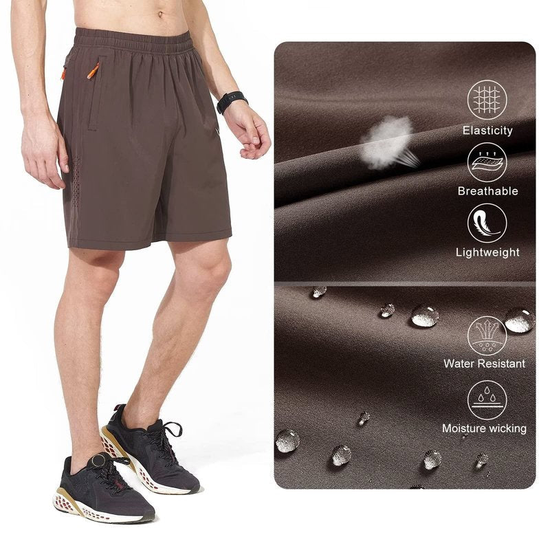 NORTHYARD Men's Athletic Running Shorts Gym Workout 7"/9"/5" Quick Dry Lightweight Sports Basketball Tennis 3 Zipper Pockets Coffee L