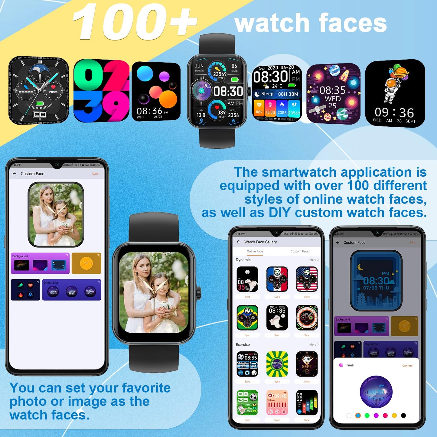 Smart Fitness Tracker Watch for Adults, Sport Smartwatch with Heart Rate Blood Oxygen 37 Exercise Modes Step Counter Phone Calls Siri Recall App Notifications Music Sleep Monitoring for Men Women