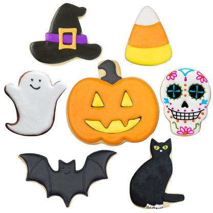 Ann Clark Cookie Cutters Halloween Cookie Cutters 7-Pc. Set Made in USA, Pumpkin, Ghost, Bat, Candy Corn, Skull, Black Cat, Witch Hat