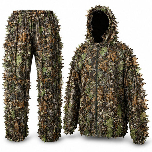 Favuit Ghillie Suit, 3D Leafy Camo Suits Hunting Camouflage Clothing Woodland Ghillie Apparel for Men Turkey Hunting Wildlife