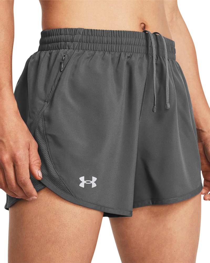Under Armour Womens Fly by Shorts, (025) Castlerock/Castlerock/Reflective, Medium