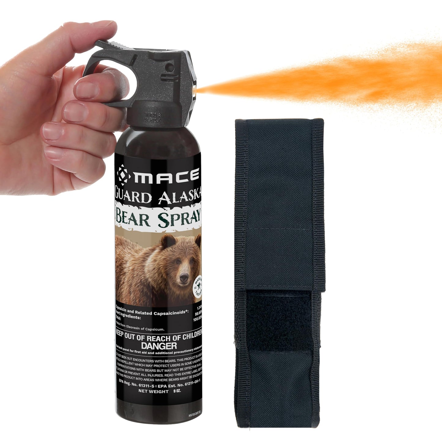 Mace Bear Spray - Guard Alaska Bear Deterrent & Self Defense Spray with Spray Holster, 9 oz, 20ft Effective Range Up to 40ft, Max Strength 20% OC, Great for Hiking, Camping, Hunting