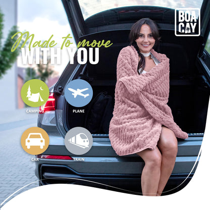 BOACAY Packable Travel Blanket for Airplane, Car - Compact Office Blanket - Portable Pillow for Adults, Kids with Case, Luggage Sleeve, Backpack Clip