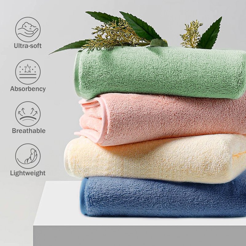 Exclusivo Mezcla 4-Piece Ultra Soft Bath Towel Set, Large Highly Absorbent Microfiber Coral Velvet Towel, Quick Drying for Body, Bathroom, Gym, Spa, 2 Bath Towels, 2 Hand Towels, Grey Blue