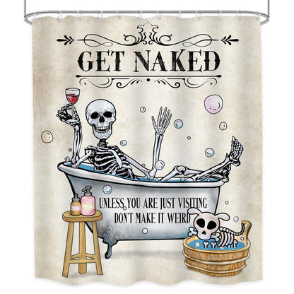 LGhtyro Funny Skull Skeleton Shower Curtain Gothic Spooky Cool Unique Hilarious Bone in Bathtub Bubbles Dog Halloween Bathroom Set 60Wx71H Inches Bath Accessories Art Home Decor Fabric 12 Pack Hooks