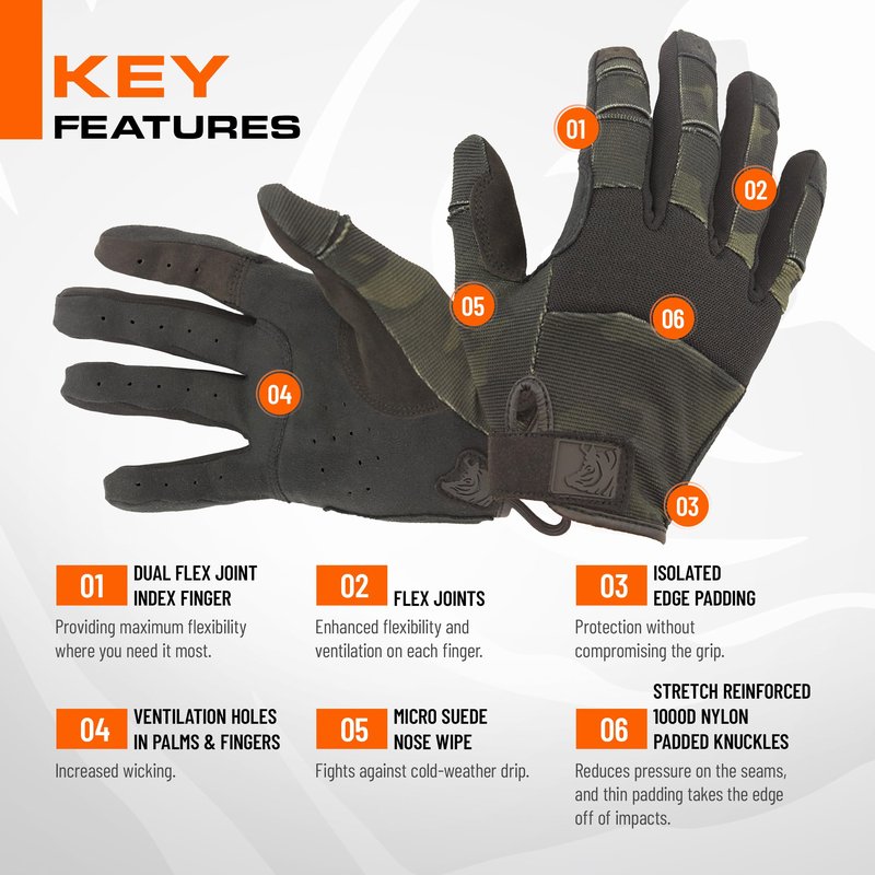 PIG FDT Alpha Full Dexterity Gloves for Shooting Sports, Touchscreen Compatible, Breathable, 1 Pair, Multicam Black, Large