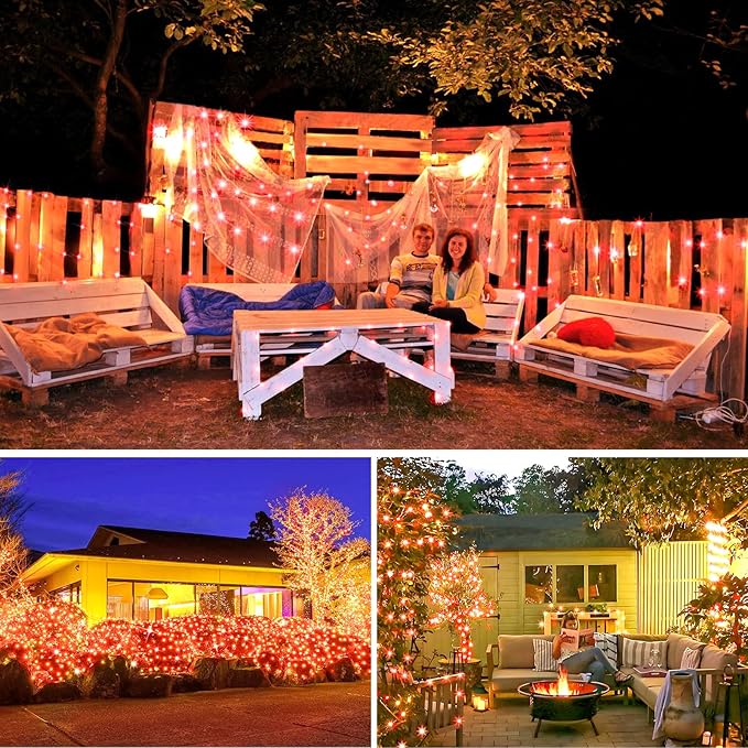KNONEW 400FT Outdoor Christmas Fairy Lights Plug in,1200 LED String Lights Outdoor Waterproof 8 Modes Memory Times for Wedding Bedroom Walls Garden Trees Decoration(Red)
