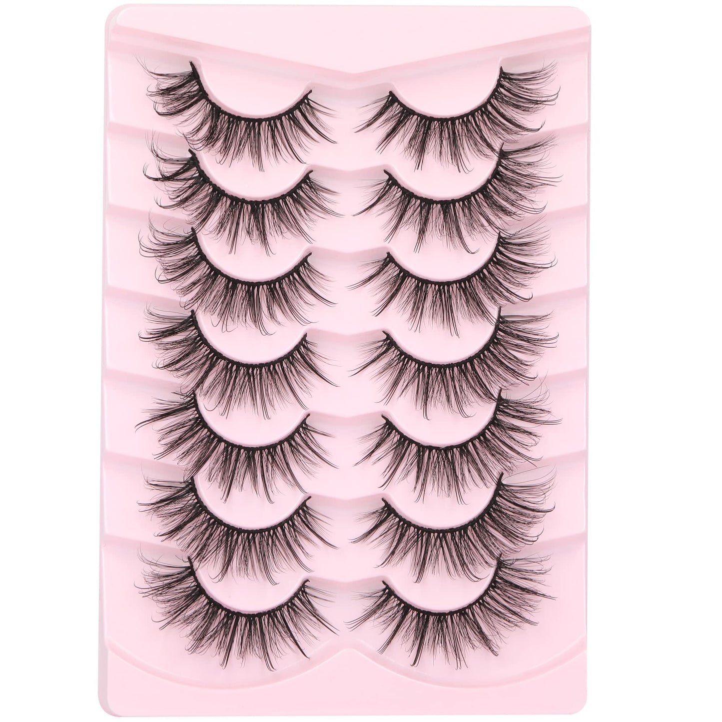 Geeneiya Lashes Wispy Mink Natural Eyelashes Spikes Lash Extensions Look Fluffy False Eyelashes 18mm Long Strip Lashes Cat Eye Eyelashes Fairy Look 7 Pairs Multipack