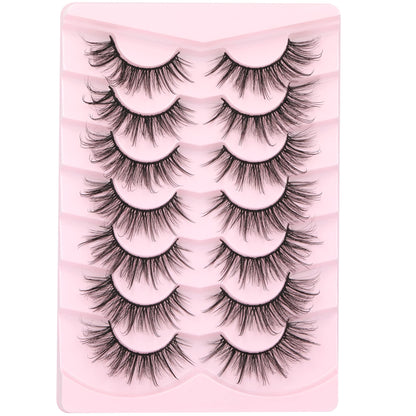Geeneiya Lashes Wispy Mink Natural Eyelashes Spikes Lash Extensions Look Fluffy False Eyelashes 18mm Long Strip Lashes Cat Eye Eyelashes Fairy Look 7 Pairs Multipack