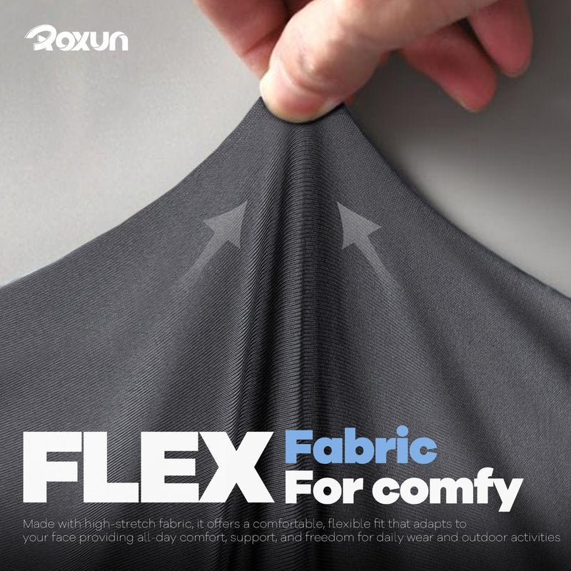 ROXUN 4 Pack Neck Gaiter, Cooling Breathable Face Mask UV Protection Scarf Hiking Bandana for Men/Women Black+White+Gray+Light Gray