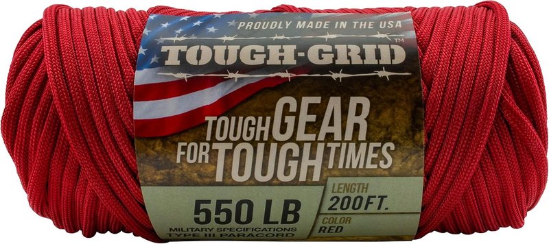 Tough-Grid 550 Paracord Rope - Durable Nylon Survival Cord for Camping, Tactical Gear & Emergency Kits | Made in USA