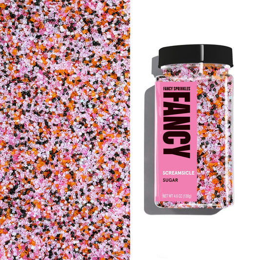 Fancy Sprinkles Limited Edition Halloween Screamsicle Sugar Pink, White, Black, and Orange Sugar Crystals (4 OZ)
