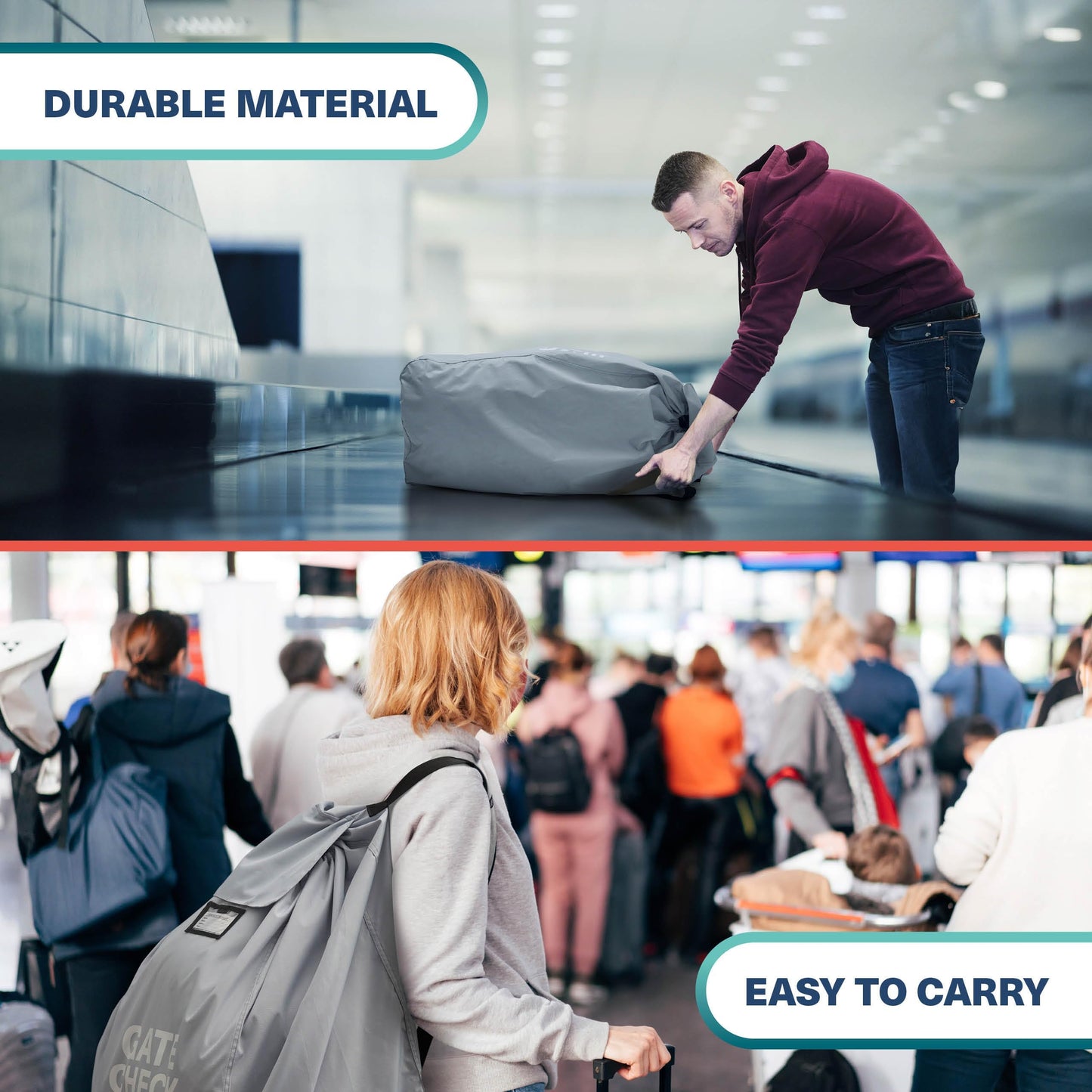 Bramble - Car Seat Travel Bag for Airplane Gate Check in - Car Seat Cover for Airport Travel - Water Resistant Protective Transport Bag (Grey)