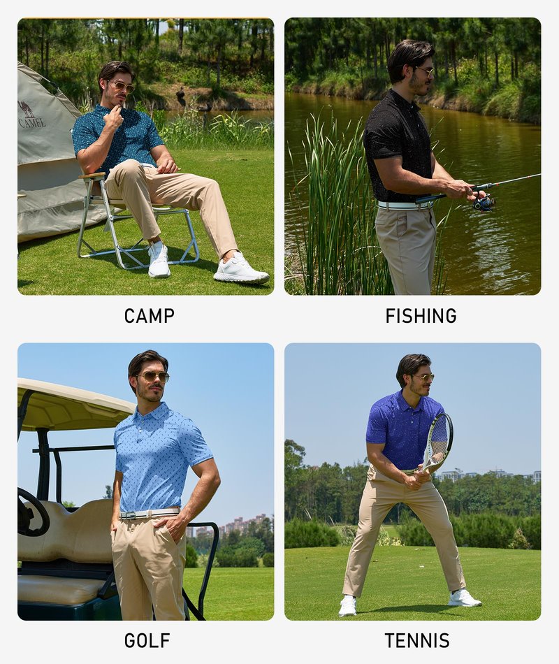 ZITY 5 Pack Mens Golf Shirt Short Sleeve UPF 50+ Moisture Wicking Performance Print Patterns Casual Golf Polo Shirts for Men Tealblue Legionblue Lightblue RoyalBlue Blackwhite X-Large
