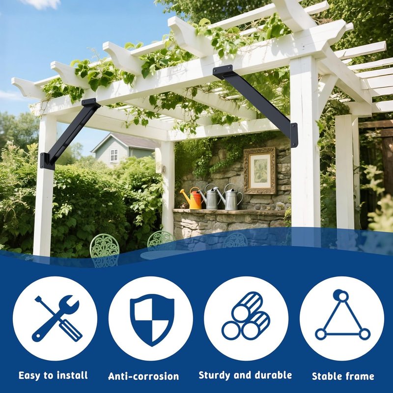 45 Degree Angle Brackets Kit - 4 Pcs for 6''x6'' Lumber | Ideal for Pergolas & Gazebos