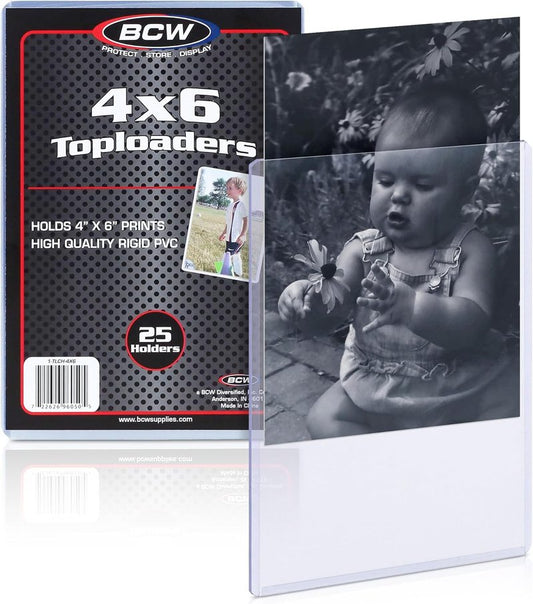 4x6 Photo & Postcard Topload Holders - Blue-Tinted Rigid Plastic Protectors | 25 Pack for Photos & Prints