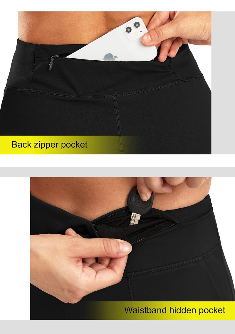 SANTINY Women's 6'' Athletic Long Shorts with 4 Pockets High Waisted Bermuda Shorts for Women Walking Running Casual (Black_L)