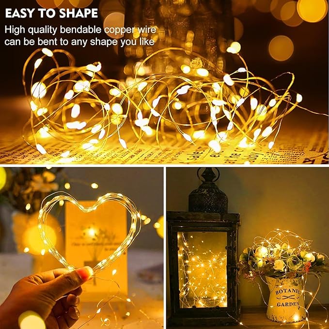 pozzolanas 12 Pack Warm White Fairy Lights Battery Operated 3 Modes 7FT 20 LED Waterproof String Lights Twinkle Silver Wire for Mason Jars Wedding Christmas Halloween Party Decor (12, Warm White)