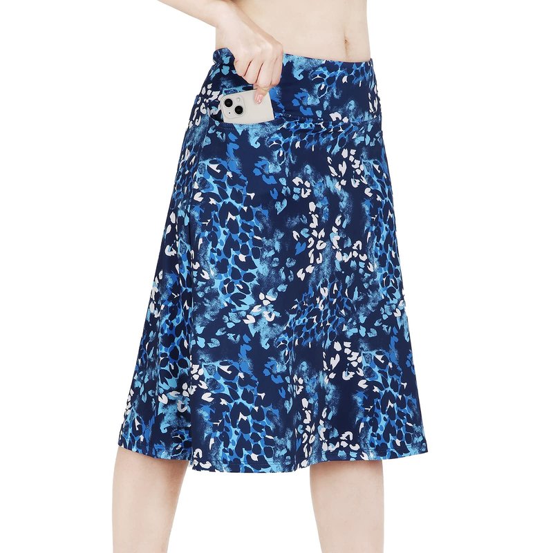 Skorts Skirts for Women Knee Length Midi SkirtsBlue Black S