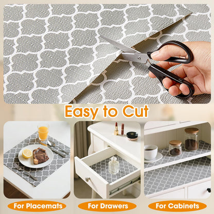 COAVAS Shelf Liner for Cabinets & Drawers Non Slip, No Adhesive Drawer Liners for Dresser, Kitchen, Shelves, Thick Shelf Paper Waterproof, Cut-to-Size (Gray, 12IN x 10FT)