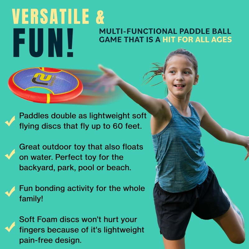 Kids Bouncy Paddles & Flying Disc: Summer Gifts For Boys & Gift Ideas for Kids 2026 - Sports Gifts & Sports Games For Boys 8-12 Toss & Catch Games & Yard Toys Outdoor Games For Kids With Stringy Balls