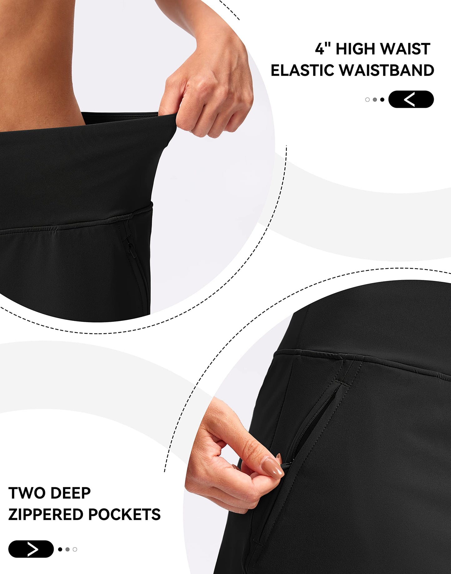 G Gradual High Waisted Golf Skirts for Women Tennis Skirt Zipper Pockets Skorts for Woman Athletic Workout Casual (Black. S)