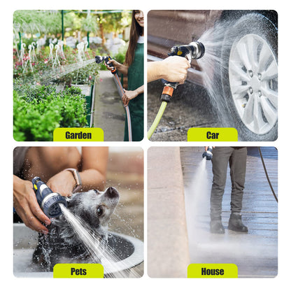 VOXON Hose Pipe Spray Gun with 8 Adjustable Patterns, 100% Heavy Duty Metal Garden Hose Spray Gun Zinc Alloy High Pressure Spray Nozzle Perfect for Car and Pet Washing, Cleaning, Garden Watering