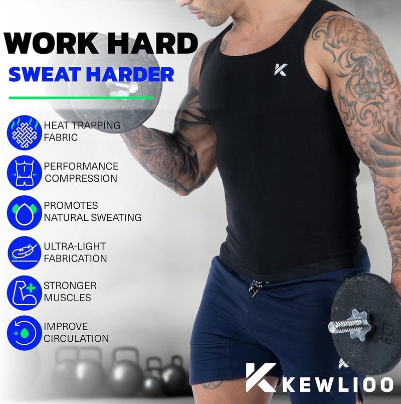 Kewlioo Men's Sauna Suit Pullover - Heat Trapping Compression Vest for Gym Workouts | Shapewear Top