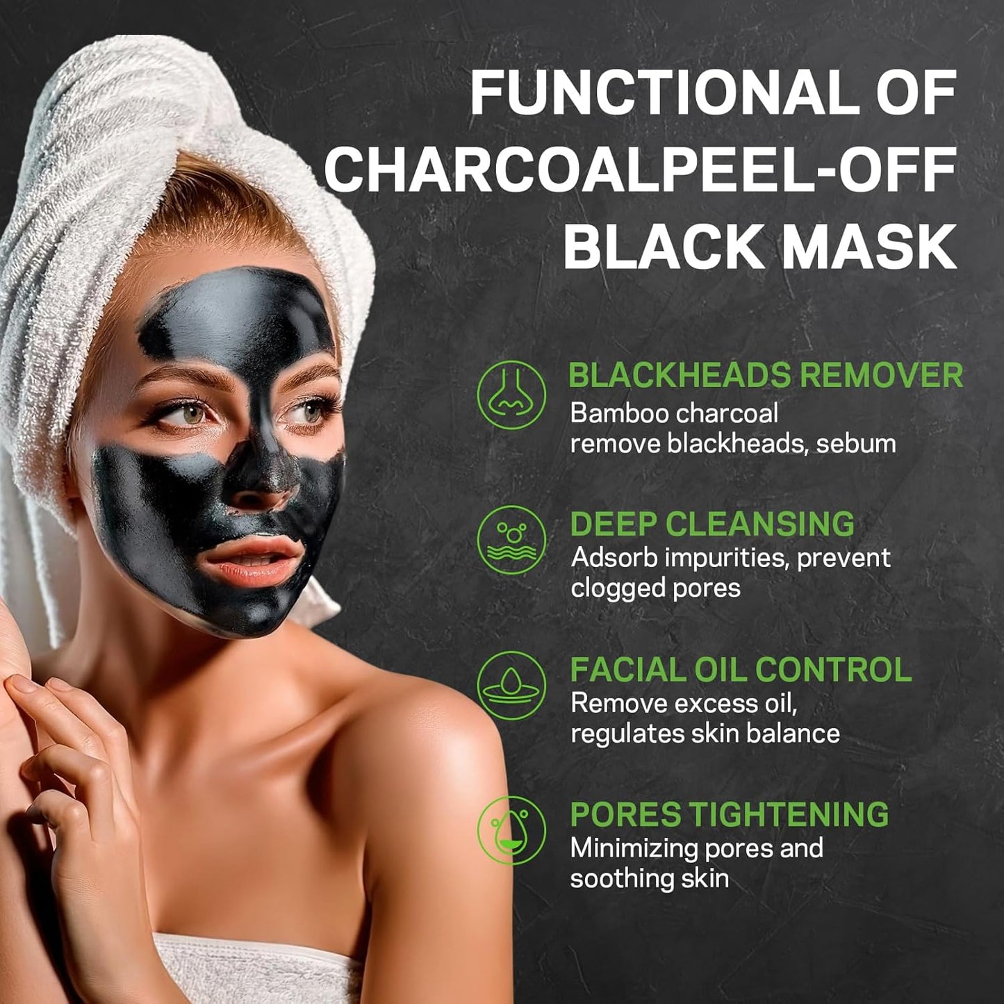 Blackhead Remover Mask, Charcoal Peel Off Face Mask Kit, (100g) Deep Pore Cleans,Oil Control, Blackheads Removal Peel Off Black Mask for Men & Women – Includes Brush,Extractor Tool
