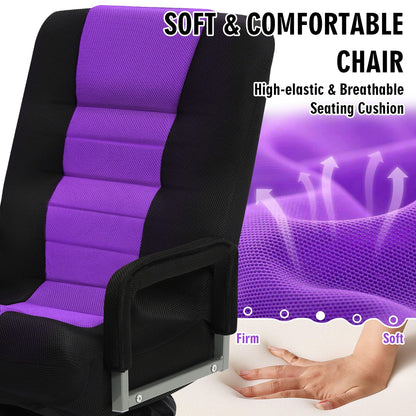 Buymoth Swivel Floor Gaming Chair w/Armrests,Folding Video Reclining Sofa w/6 Adjustable Position, Padded Backrest & Cushion, Lazy Lounger Couch for E-Sports, Reading, Relaxing, Watching TV, Purple