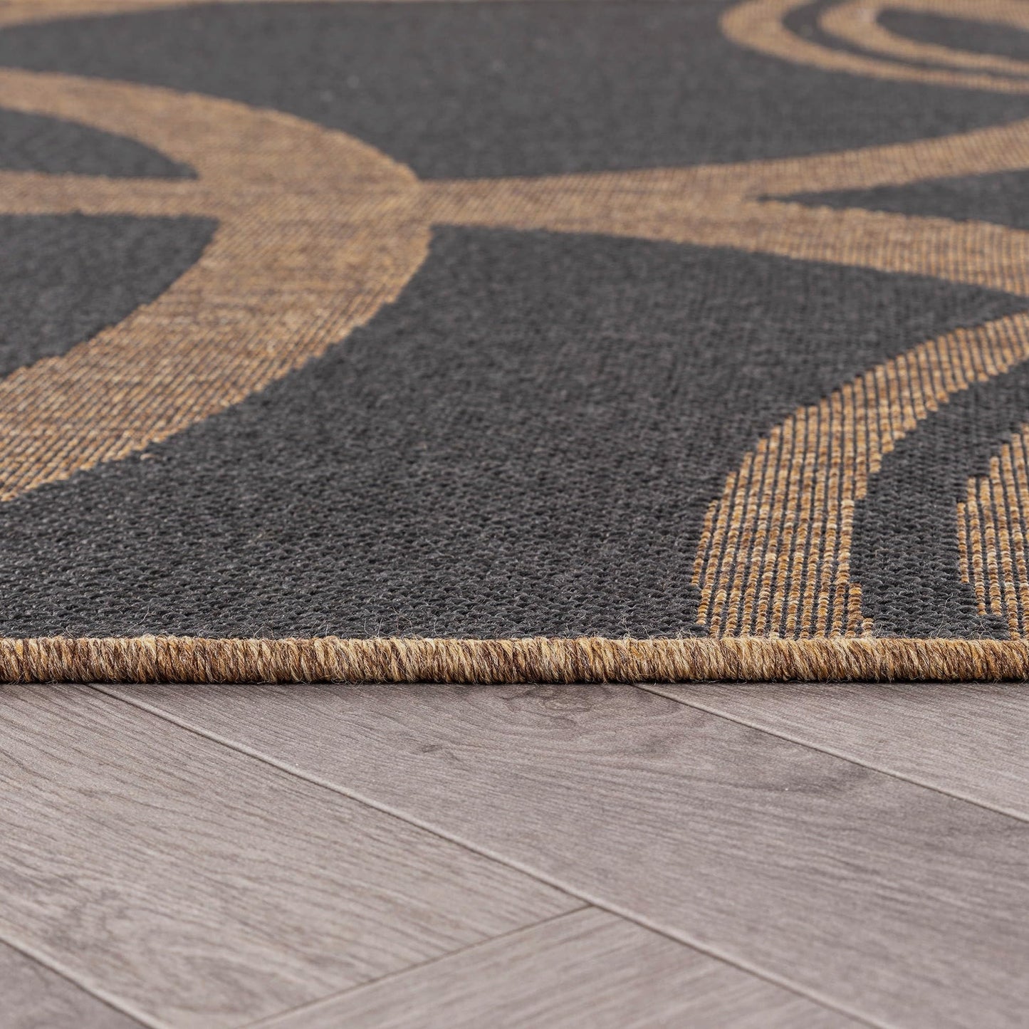 Rugshop Abstract Indoor Outdoor Flat Woven Area Rug,Natural Jute-Style,Easy-Care Patio Rug for Backyard Porch Deck Balcony, 7'10" x 10' Dark Gray/Natural